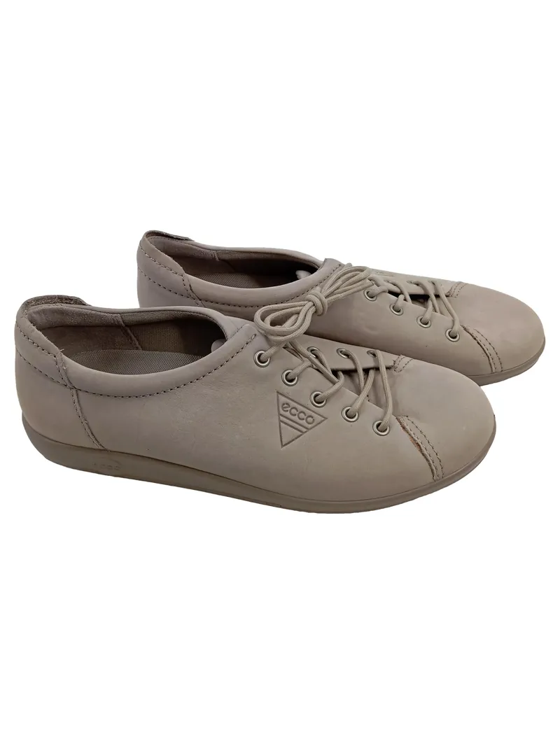 ECCO Damen Schnürschuhe Halbschuhe Grau Leder Casual Größe 38 1
