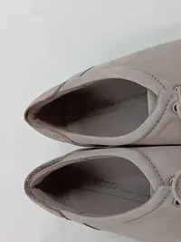 ECCO Damen Schnürschuhe Halbschuhe Grau Leder Casual Größe 38 5