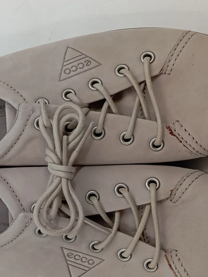 ECCO Damen Schnürschuhe Halbschuhe Grau Leder Casual Größe 38 6