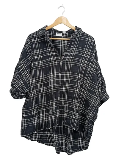 Noisy May Damen Pullover Kariert Schwarz Gr. 40 L Oversized Baumwolle