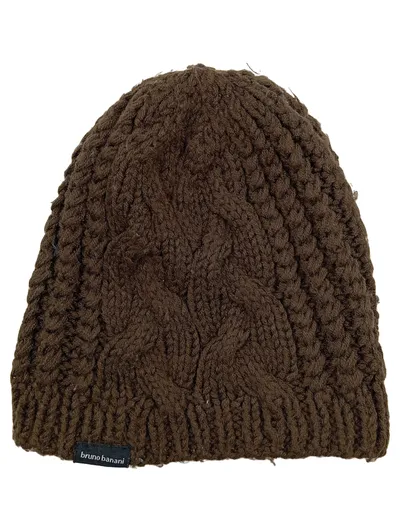 Bruno Banani Mütze Strickmütze Beanie Braun Zopfstrickmuster Herren