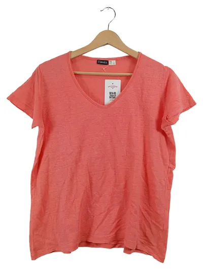 esmara Damen T-Shirt Gr. 44 XXL Rosa 100% Leinen Kurzarm Basic