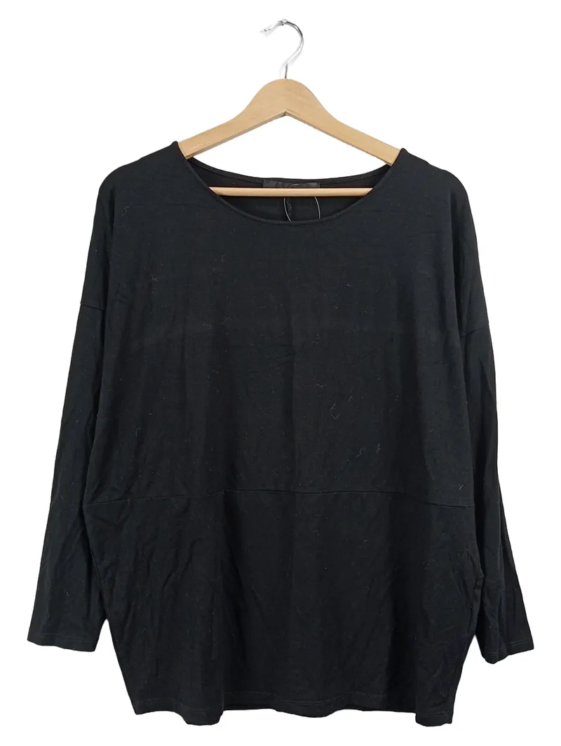 Hallhuber Damen Pullover Schwarz Gr. 40 L Viskose Langarm Casual 1