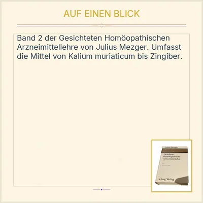 Gesichtete Homöopathische Arzneimittellehre Julius Mezger Band 2 Haug Verlag