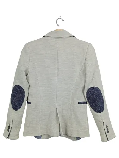 ZARA BASIC Damen Blazer Grau Gr. 38 M Casual Ellenbogen-Patches