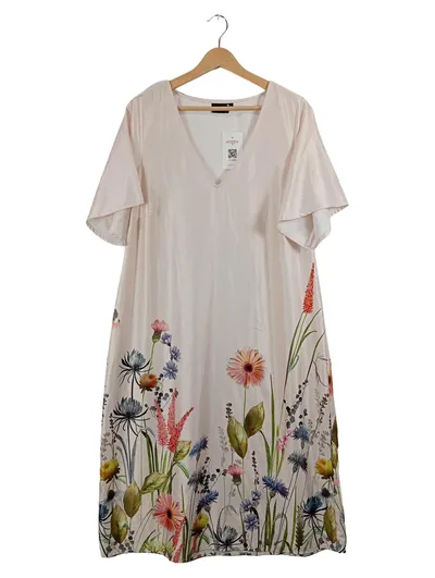 Zizzi Damen Freizeitkleid Gr. S Rosa Blumenmuster V-Ausschnitt