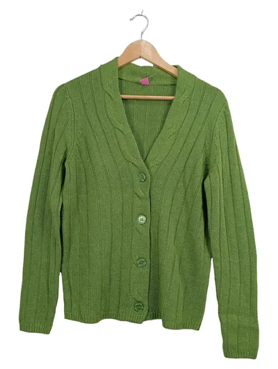 BASLER Damen Strickjacke Gr. 38 M Grün Rippstrick Wolle Angora