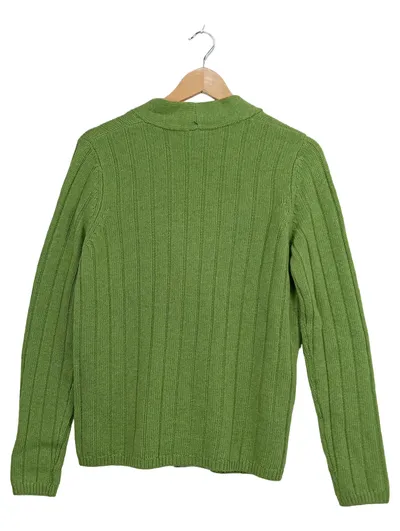 BASLER Damen Strickjacke Gr. 38 M Grün Rippstrick Wolle Angora