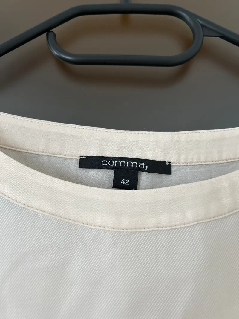 Comma Damen Pullunder Beige Gr. 42 Basic Kurzarm 4