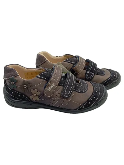 Primigi Lauflernschuhe Mädchen Leder Klettschuh Braun Gr. 28 Blumen