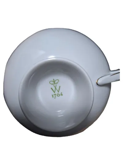 Wallendorfer Porzellan Tasse und Unterteller Set Grün Geometrisch 5.5 cm
