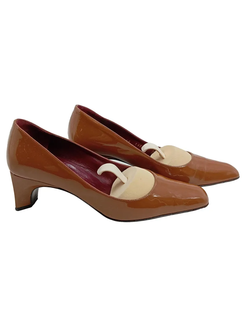 Bruno Magli Classic Damen Pumps Lackleder Braun Gr. 37 1