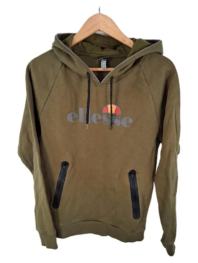 ellesse Damen Kapuzenpullover Hoodie Oliv Gr. 38 M Logo-Print