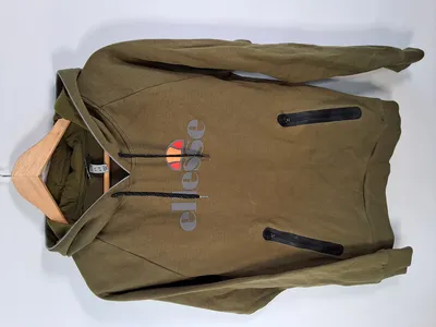 ellesse Damen Kapuzenpullover Hoodie Oliv Gr. 38 M Logo-Print