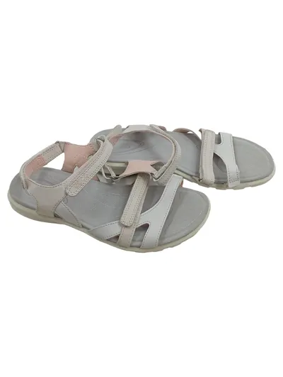 ECCO Sandalen Damen Grau Leder Klettverschluss Größe 37 Casual