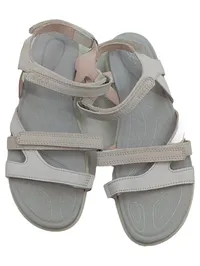 ECCO Sandalen Damen Grau Leder Klettverschluss Größe 37 Casual 2