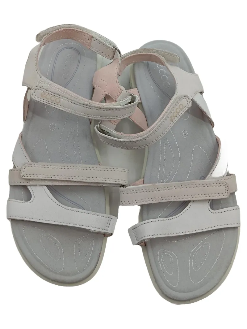 ECCO Sandalen Damen Grau Leder Klettverschluss Größe 37 Casual 2