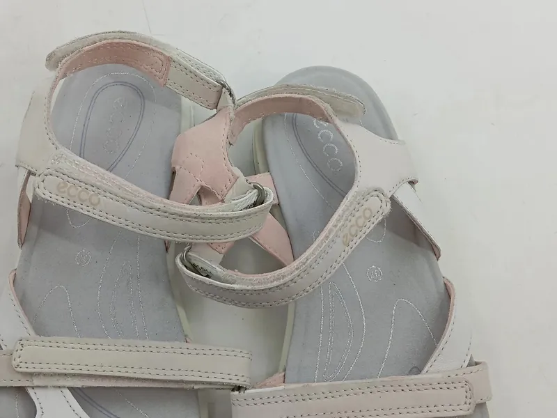 ECCO Sandalen Damen Grau Leder Klettverschluss Größe 37 Casual 3