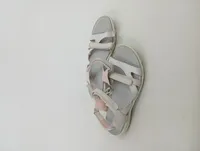 ECCO Sandalen Damen Grau Leder Klettverschluss Größe 37 Casual 4