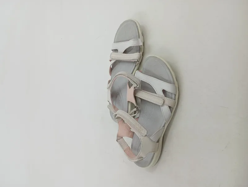 ECCO Sandalen Damen Grau Leder Klettverschluss Größe 37 Casual 4