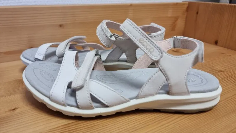 ECCO Sandalen Damen Grau Leder Klettverschluss Größe 37 Casual 5
