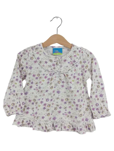 Topolino Langarmshirt Weiß Blumenmuster Rüschen Gr. 86