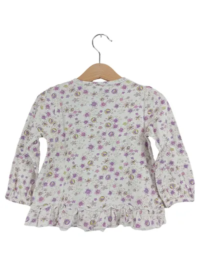 Topolino Langarmshirt Weiß Blumenmuster Rüschen Gr. 86