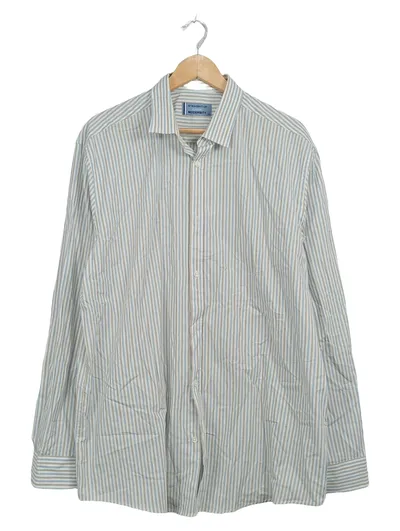 Straight Up Herren Business Hemd Gr. 43 Gestreift Blau Beige Baumwolle