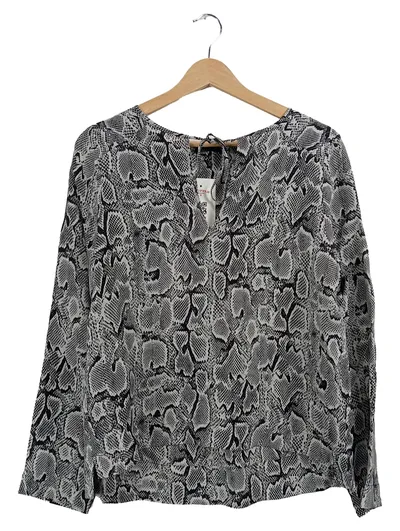 DRYKORN Damen Langarmshirt Gr. 38 M Grau Animal-Print Schlangenmuster Cupro