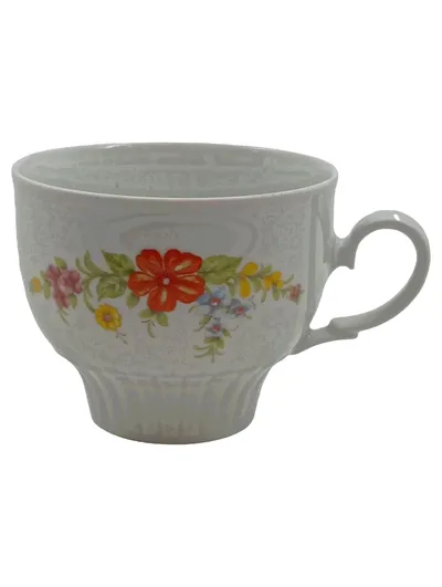 Mitterteich Bavaria Teetasse Porzellan Weiß Blumenmuster Klassisch