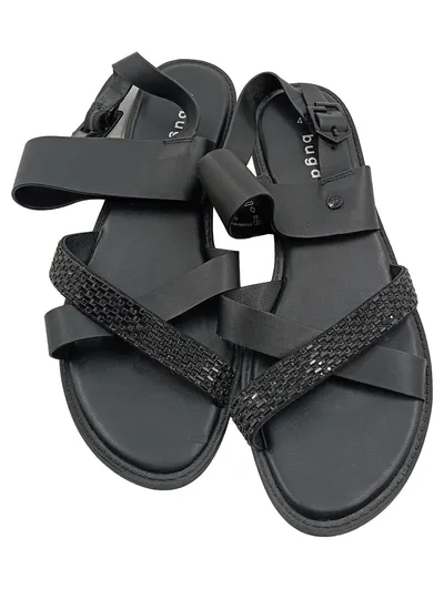 Bugatti Sandalen Damen Schwarz Gr. 41 Strasssteine Casual