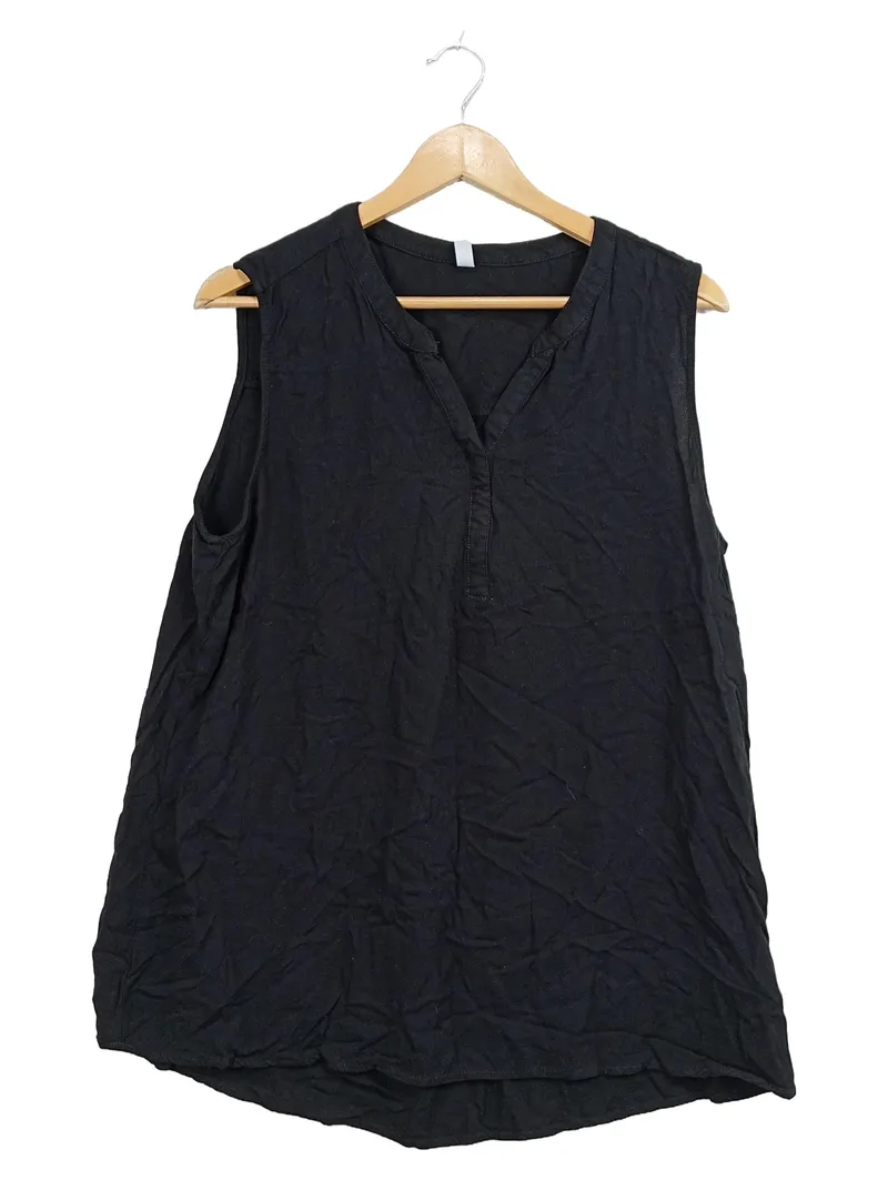 ever.me Damen Top Gr. 46 3XL Schwarz Viskose Ärmellos Casual Knopfleiste 1