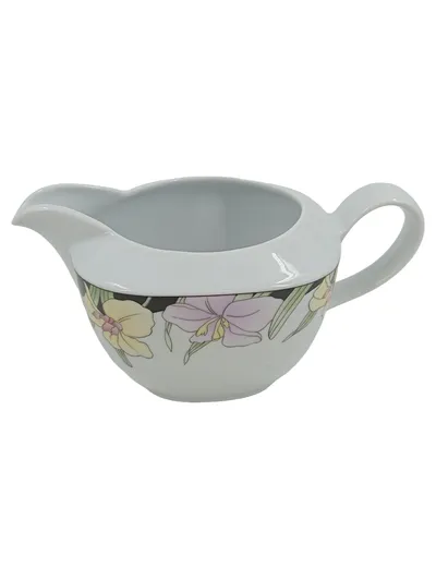 Flirt by R&B Sauciere Milchkännchen Porzellan Weiß Blumenmuster 14cm
