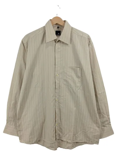 Dornbusch Business Hemd Herren Beige Gestreift Gr. 41 L Langarm Baumwolle