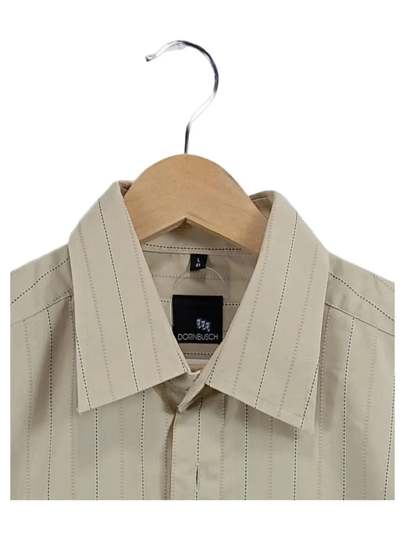 Dornbusch Business Hemd Herren Beige Gestreift Gr. 41 L Langarm Baumwolle 5