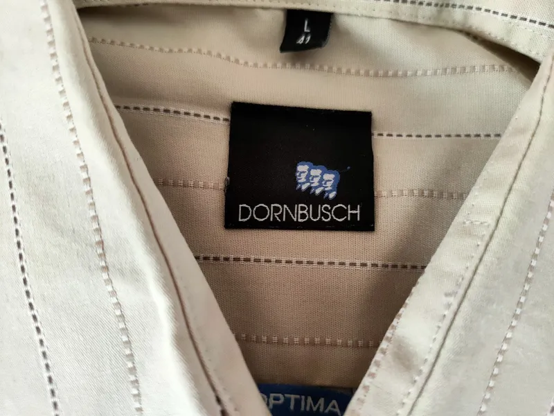 Dornbusch Business Hemd Herren Beige Gestreift Gr. 41 L Langarm Baumwolle 7
