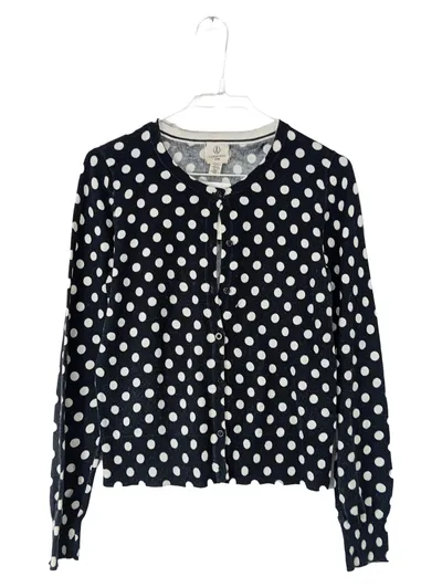 LANDS' END Kinder Strickjacke Gr. 152/168 Polka Dots Schwarz Weiß