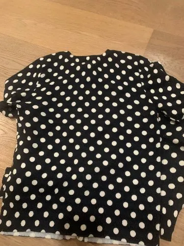LANDS' END Kinder Strickjacke Gr. 152/168 Polka Dots Schwarz Weiß
