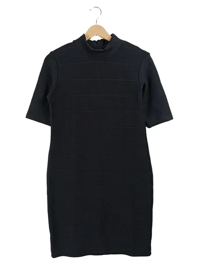 Zara Damen Etuikleid Schwarz Gr. 40 L Bleistiftkleid Rippstrick Business