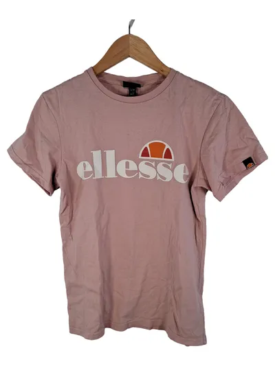 ellesse Damen T-Shirt Rosa Gr. 34 XS Logo-Print Sportlich Kurzarm