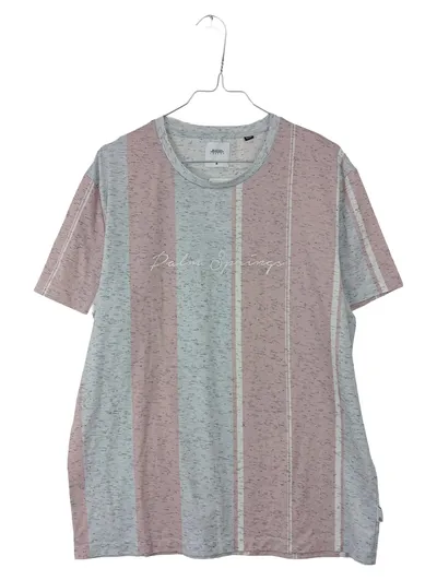 Burton Menswear London T-Shirt Herren M Palm Springs Gestreift Rosa Blau