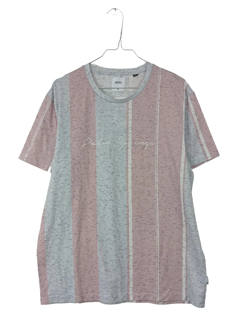 Burton Menswear London T-Shirt Herren M Palm Springs Gestreift Rosa Blau 1