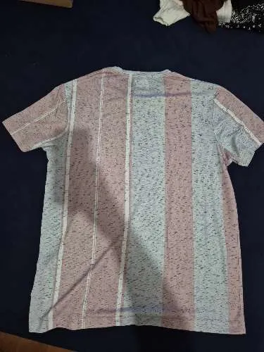 Burton Menswear London T-Shirt Herren M Palm Springs Gestreift Rosa Blau
