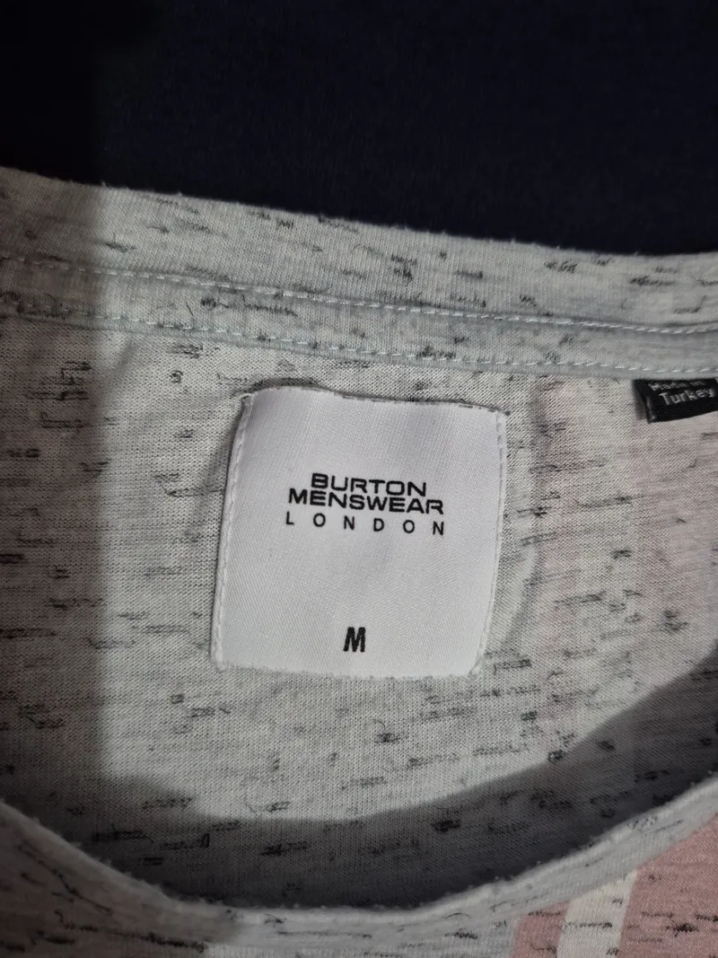 Burton Menswear London T-Shirt Herren M Palm Springs Gestreift Rosa Blau 3