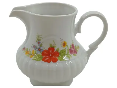 Mitterteich Bavaria Milchkännchen Porzellan Weiß Blumenmuster Klassisch 8 cm