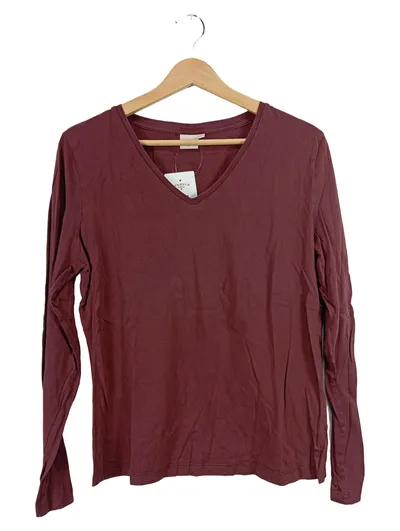Cream Damen Langarmshirt V-Ausschnitt Gr. L Bordeaux Rot Basic