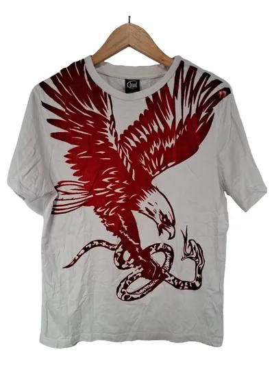 Loyal Athletics Damen T-Shirt Weiß Gr. 36 S Adler Schlange Print Streetwear