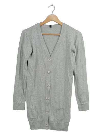 Flame Damen Strickjacke Grau Gr. 38, 40 M Casual Baumwolle