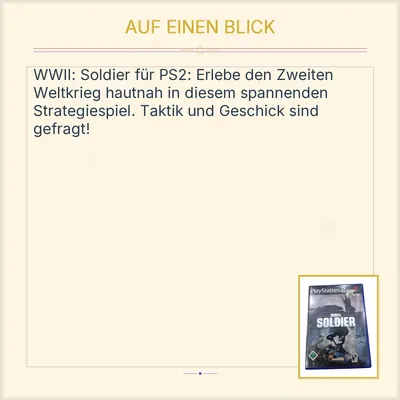 WWII: Soldier - Midas Interactive Entertainment PS2 PlayStation 2 Strategiespiel