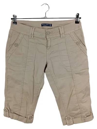 Fresh Made Damen Caprihose Stoffhose Beige Gr. S 36 Baumwolle